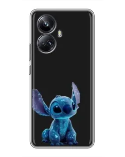 Чехол для Realme 10 Pro Plus с картинкой «Стич на черном»