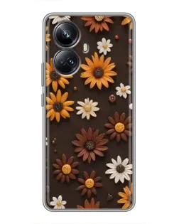 Чехол для Realme 10 Pro Plus с картинкой «Узор из маленьких подсолнухов»