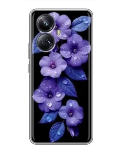 Чехол для Realme 10 Pro Plus с картинкой «Фиолетовые цветы с росою»