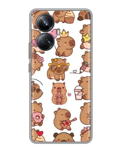 Чехол для Realme 10 Pro Plus с картинкой «Стикерпак с капибарами»