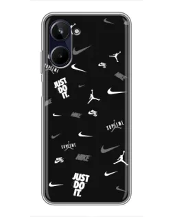 Чохол для Realme 10 з картинкою «Nike Black Pattern»