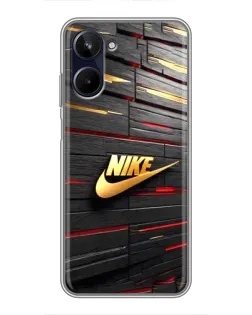 Чохол для Realme 10 з картинкою «Золотий Nike на металі»