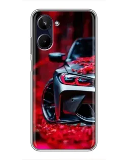 Чохол для Realme 10 з картинкою «Спортивна BMW та квіти»
