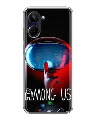 Чехол для Realme 10 с картинкой «Красный импостер — макро»