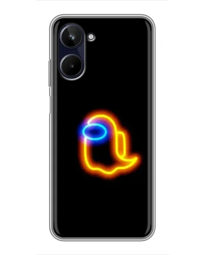 Чехол для Realme 10 с картинкой «Among Us неоновое сияние»
