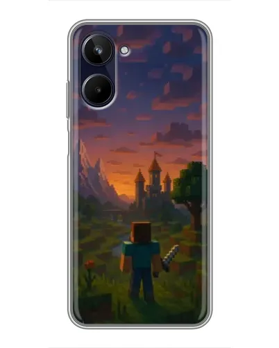 Чехол для Realme 10 с картинкой «Стив у башни» Чехол для Realme 10 с картинкой «Стив у башни»