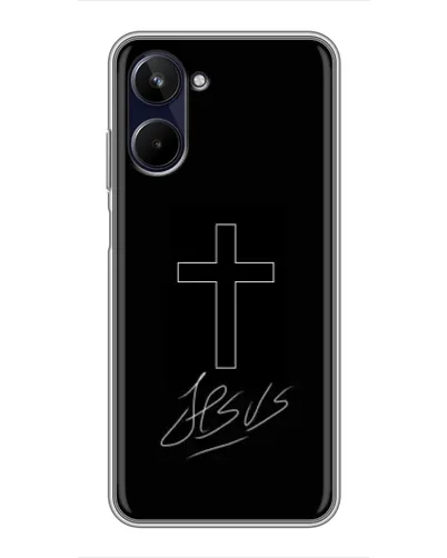 Чехол для Realme 10 с картинкой «Графический крест Jesus» Чехол для Realme 10 с картинкой «Графический крест Jesus»