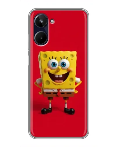 Чехол для Realme 10 с картинкой «Спанч Боб на красном»
