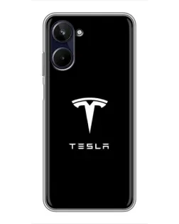 Чохол для Realme 10 з картинкою «Tesla White Logo»