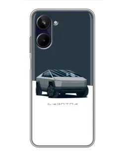 Чохол для Realme 10 з картинкою «Сріблястий Cybertruck Tesla»