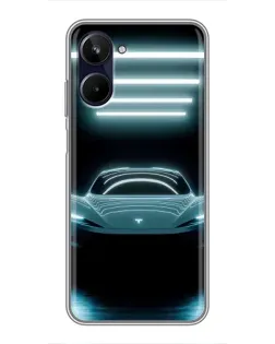 Чохол для Realme 10 з картинкою «Tesla в неоні»