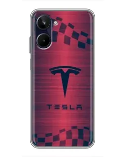 Чохол для Realme 10 з картинкою «Тесла червоний карбон»