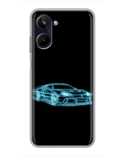 Чохол для Realme 10 з картинкою «Неоновий контур Lamborghini»
