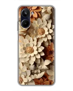 Чохол для Realme 10 з картинкою «Бежевий флористичний декор»