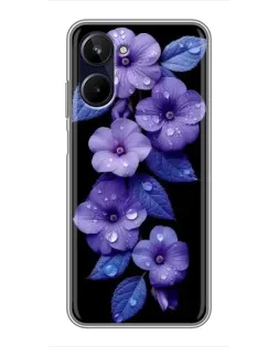 Чохол для Realme 10 з картинкою «Фіолетові квіти з росою»