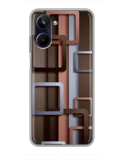 Чохол для Realme 10 з картинкою «Коричневі об'ємні квадрати»