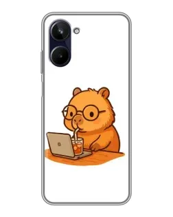 Чохол для Realme 10 з картинкою «Капібара з ноутбуком»