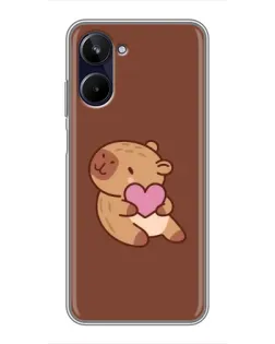 Чохол для Realme 10 з картинкою «Капібара з серцем»