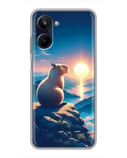 Чохол для Realme 10 з картинкою «Захід сонця з капібарою»