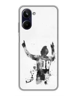 Чохол для Realme 10 з картинкою «Чорно-білий силует Мессі»
