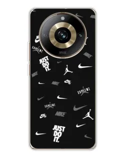 Чехол для Realme 11 Pro 5G с картинкой «Nike Black Pattern»