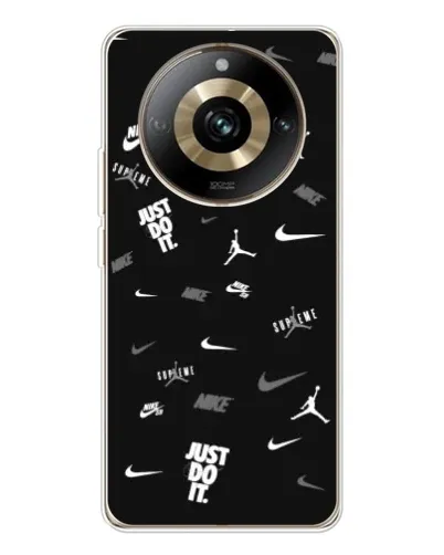 Чехол для Realme 11 Pro 5G с картинкой «Nike Black Pattern» Чехол для Realme 11 Pro 5G с картинкой «Nike Black Pattern»