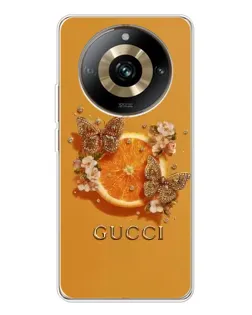 Чехол для Realme 11 Pro 5G с картинкой «Gucci — золотые бабочки»