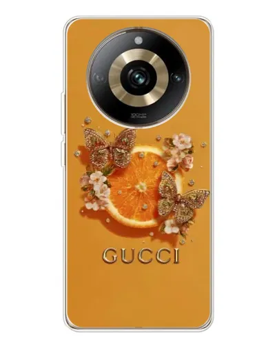 Чехол для Realme 11 Pro 5G с картинкой «Gucci — золотые бабочки» Чехол для Realme 11 Pro 5G с картинкой «Gucci — золотые бабочки»