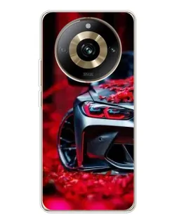 Чехол для Realme 11 Pro 5G с картинкой «Спортивная BMW и цветы»