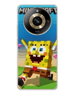 Чехол для Realme 11 Pro 5G с картинкой «Губка Боб Minecraft»