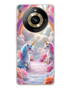Чехол для Realme 11 Pro 5G с картинкой «Радуга и единороги»