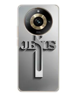 Чехол для Realme 11 Pro 5G с картинкой «Металлический крест Jesus»