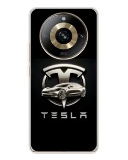 Чехол для Realme 11 Pro 5G с картинкой «Tesla — серебристое авто»