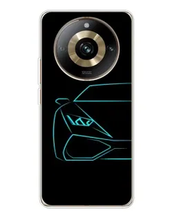 Чехол для Realme 11 Pro 5G с картинкой «Голубой силуэт Lamborghini»