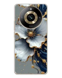 Чехол для Realme 11 Pro 5G с картинкой «Белый цветок и золотой флюид» Чехол для Realme 11 Pro 5G с картинкой «Белый цветок и золотой флюид»