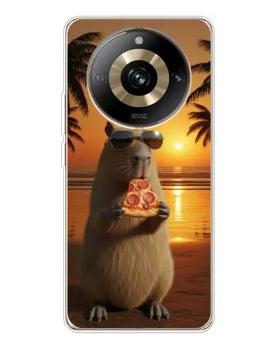 Чехол для Realme 11 Pro 5G с картинкой «Капибара с пиццей»