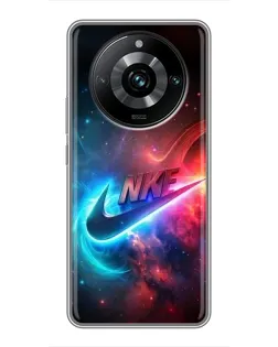 Чехол для Realme 11 Pro Plus с картинкой «Огненный логотип Nike»