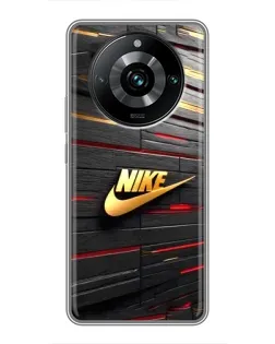 Чехол для Realme 11 Pro Plus с картинкой «Золотой Nike на металле»