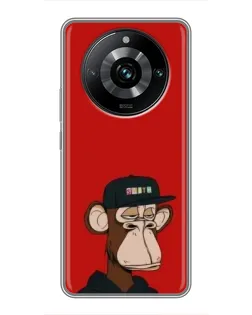 Чехол для Realme 11 Pro Plus с картинкой «Bored Ape — красный фон» Чехол для Realme 11 Pro Plus с картинкой «Bored Ape — красный фон»