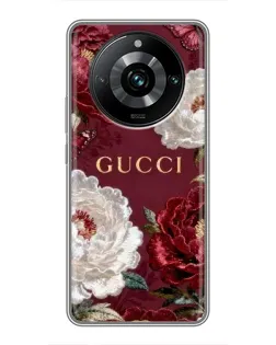 Чехол для Realme 11 Pro Plus с картинкой «Gucci — бордовые розы» Чехол для Realme 11 Pro Plus с картинкой «Gucci — бордовые розы»