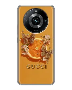 Чехол для Realme 11 Pro Plus с картинкой «Gucci — золотые бабочки» Чехол для Realme 11 Pro Plus с картинкой «Gucci — золотые бабочки»