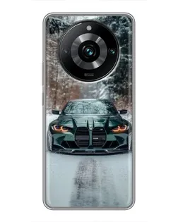 Чохол для Realme 11 Pro Plus з картинкою «BMW у зимовому лісі»