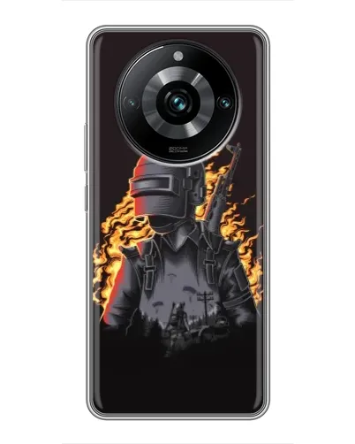 Чехол для Realme 11 Pro Plus с картинкой «PUBG — огненный силуэт» Чехол для Realme 11 Pro Plus с картинкой «PUBG — огненный силуэт»