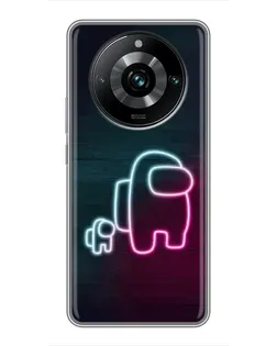 Чехол для Realme 11 Pro Plus с картинкой «Among Us неон-арт»