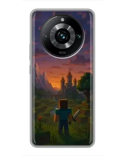 Чехол для Realme 11 Pro Plus с картинкой «Стив у башни»