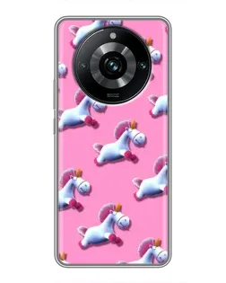 Чехол для Realme 11 Pro Plus с картинкой «Единороги на розовом» Чехол для Realme 11 Pro Plus с картинкой «Единороги на розовом»
