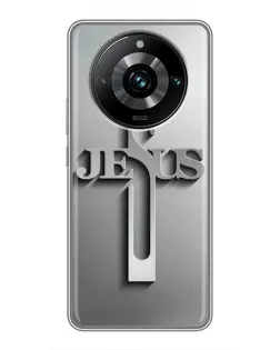 Чехол для Realme 11 Pro Plus с картинкой «Металлический крест Jesus»