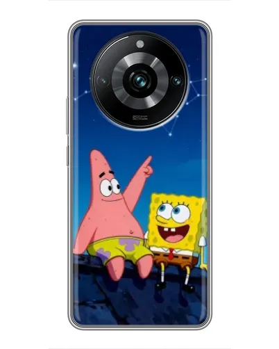 Чехол для Realme 11 Pro Plus с картинкой «Губка Боб и Патрик ночью»
