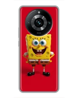 Чехол для Realme 11 Pro Plus с картинкой «Спанч Боб на красном»