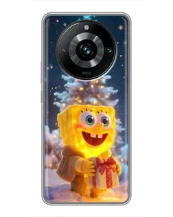 Чехол для Realme 11 Pro Plus с картинкой «Рождественский Спанч Боб»